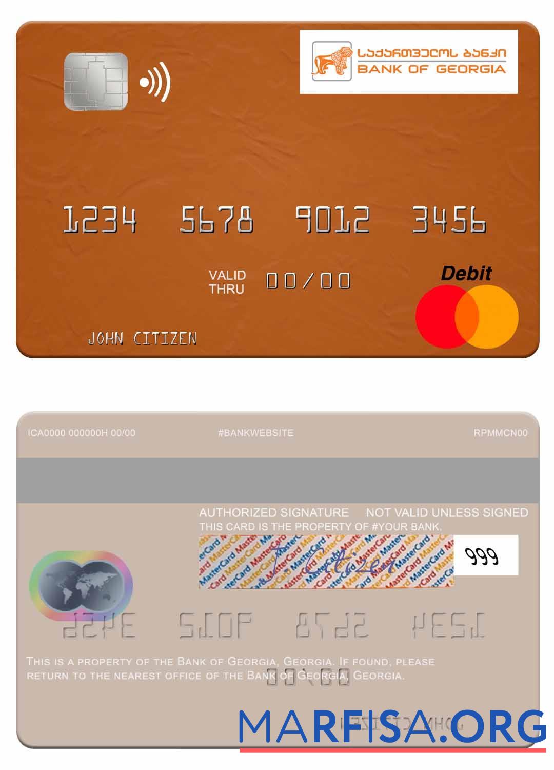 Blank Georgia Bank of Georgia mastercard sample